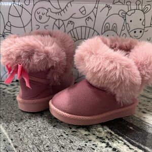Pink Furry Kids Boots